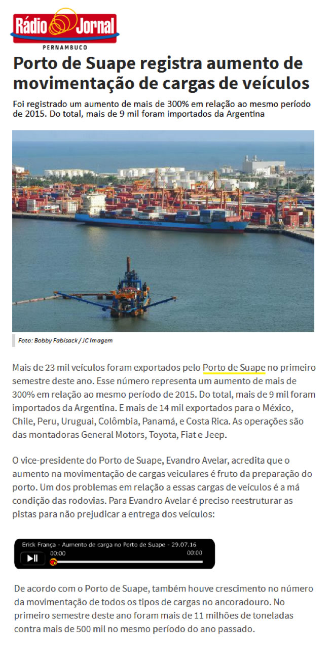 30 07 16 porto de suape registra aumento de movimentacao de cargas de veiculos